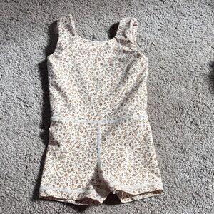 Tullabee Girls' Cream and Brown Floral One-Piece Bodysuit/Romper/Leotard